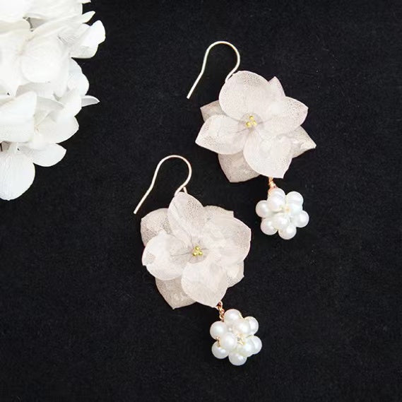 Pearl Hydrangea Earrings within Snow