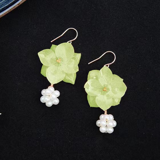 Pearl Hydrangea Earrings within Grass