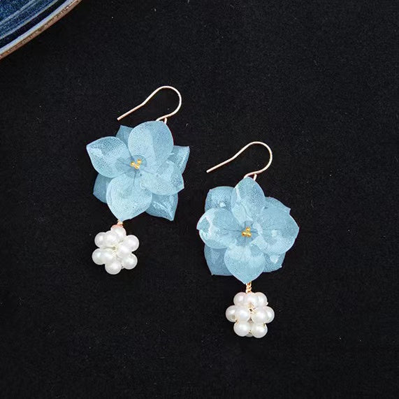 Pearl Hydrangea Earrings within Sky