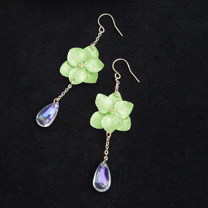 Crystal Hydrangea Earrings within Grass