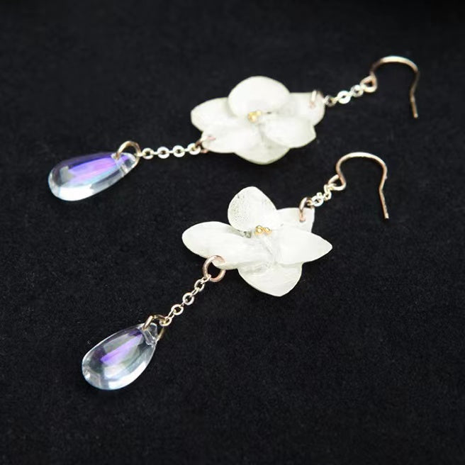 Crystal Hydrangea Earrings within Snow