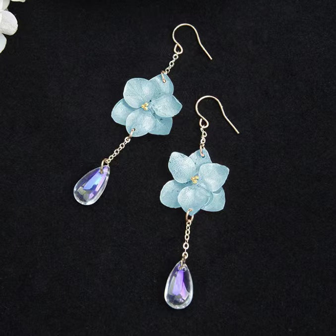 Crystal Hydrangea Earrings within Sky