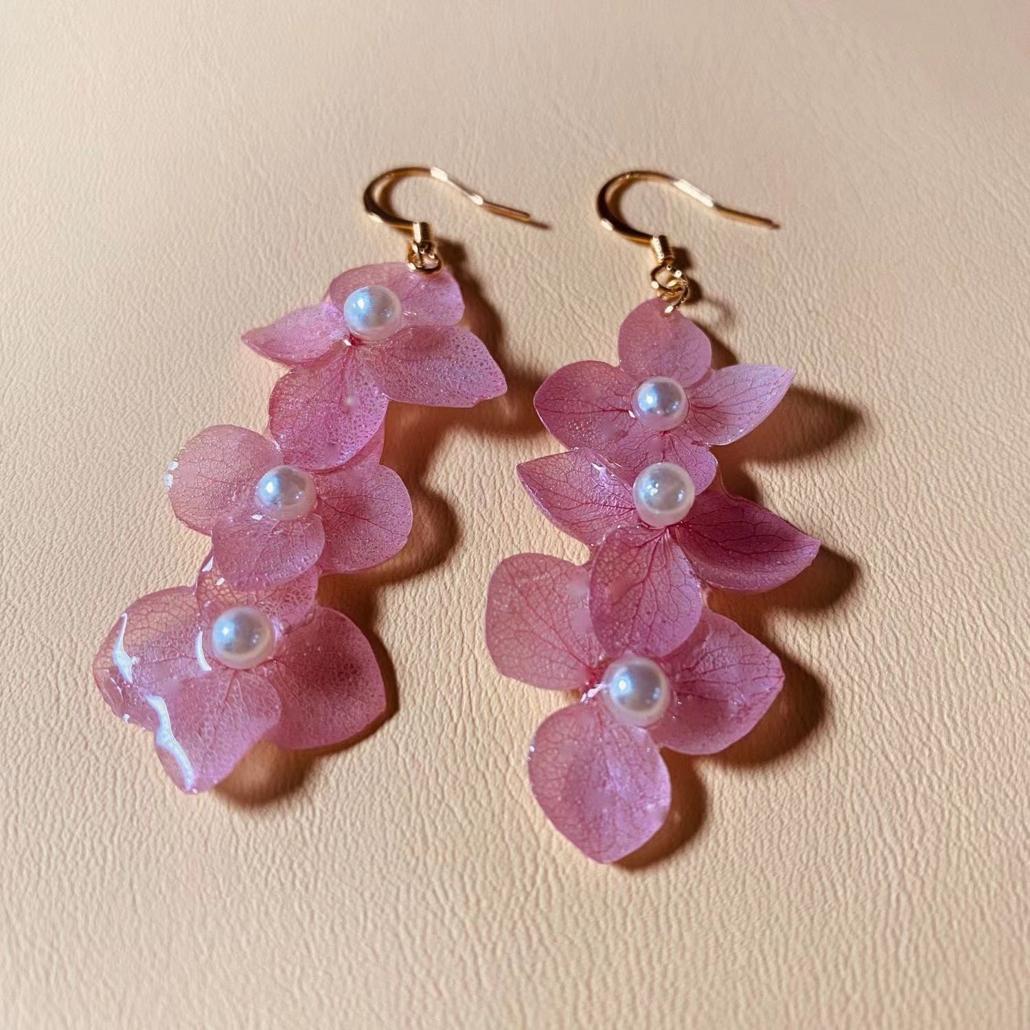 Pink Hydrangea Earrings