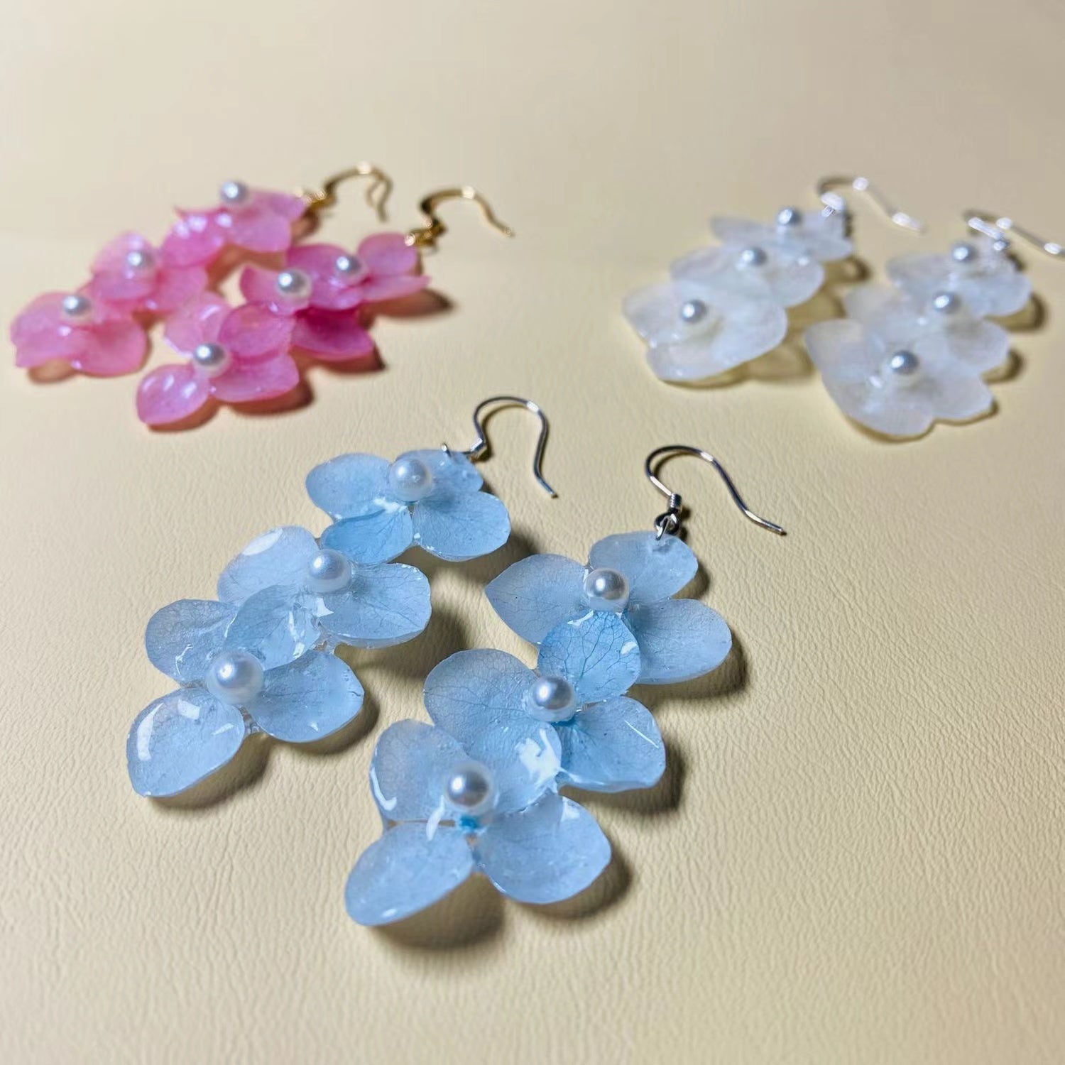 Pink Hydrangea Earrings