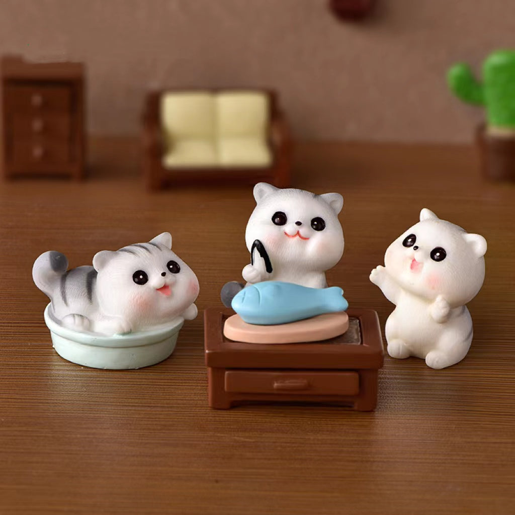 Lovely Cute Small grey Cat Figures Set(5PCS)