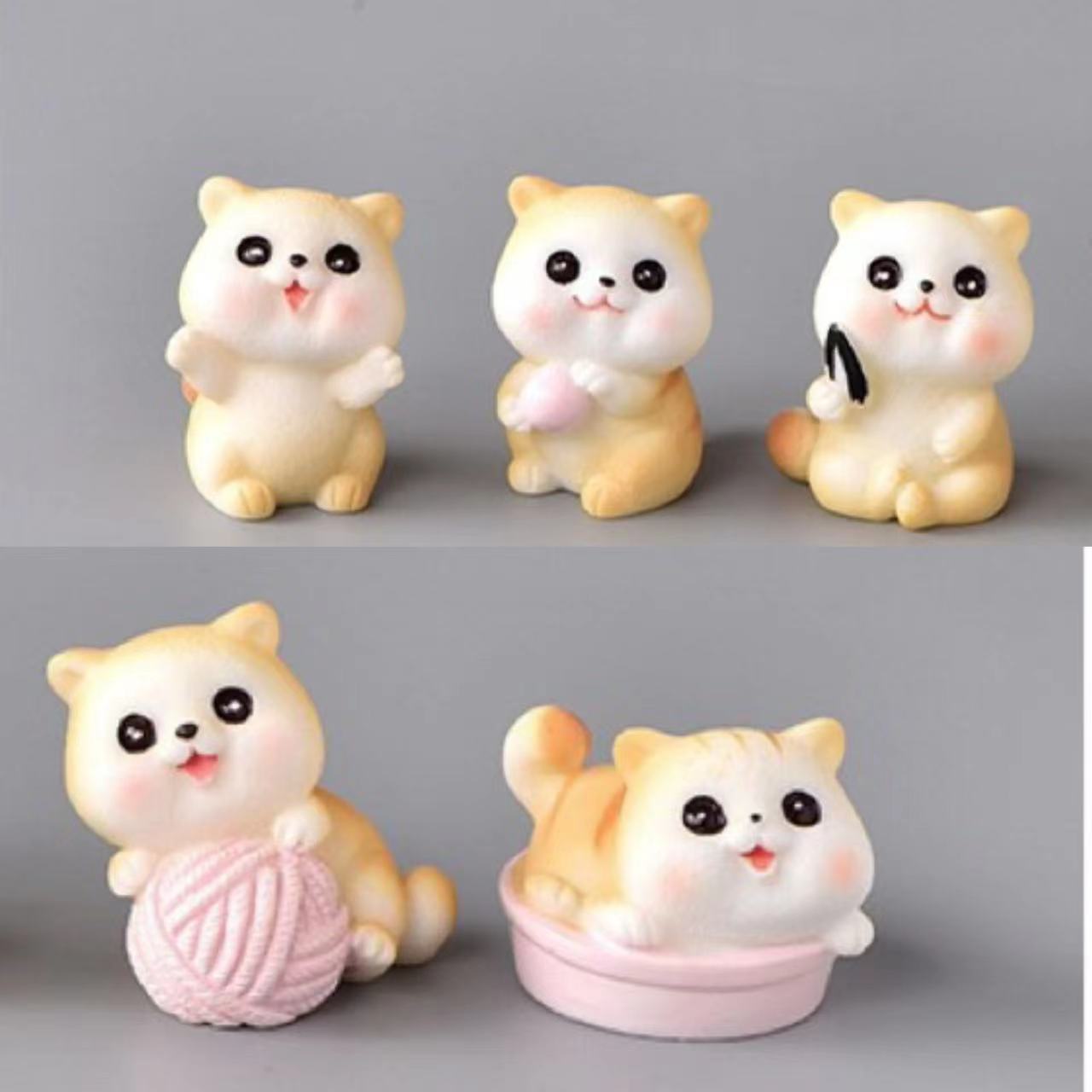 Lovely Cute Small Orange Cat Figures Set(5PCS)