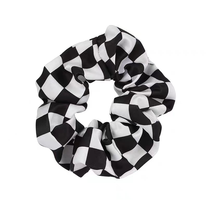 Black Checkered Scrunchie