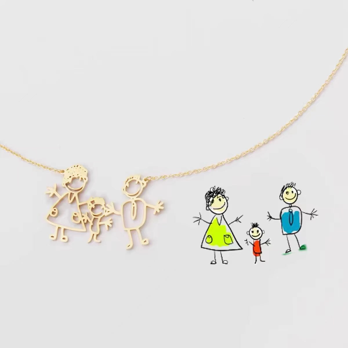 Personalized Kids Drawing Necklace-Color style