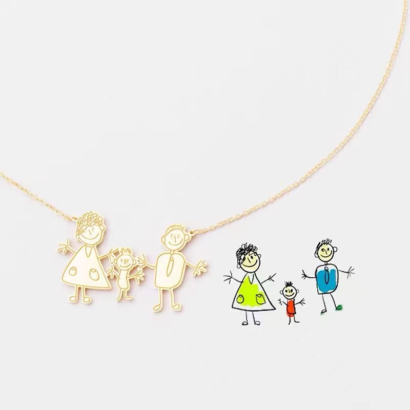 Personalized Kids Drawing Necklace-Color style