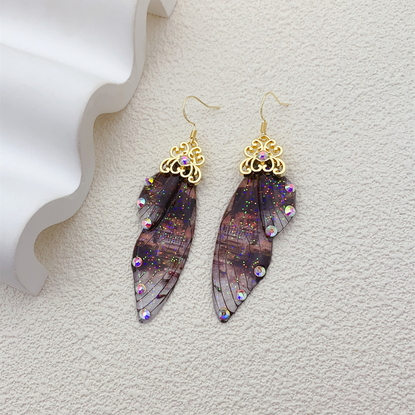 Purple Monarch Butterfly Wing Earrings