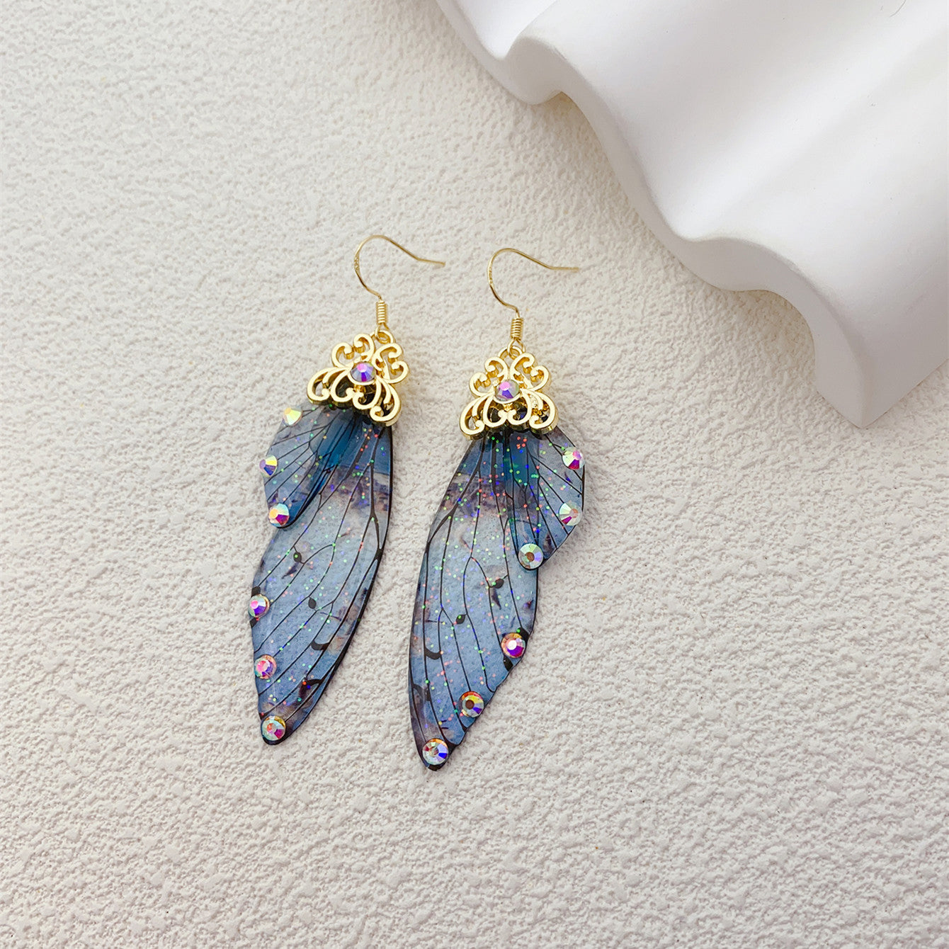 Blue banded butterfly Wing Earrings