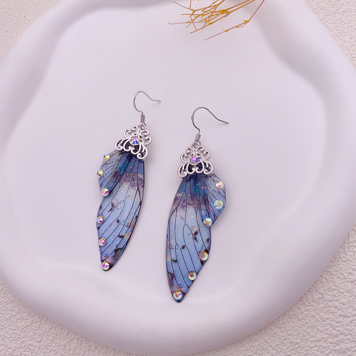 Blue banded butterfly Wing Earrings