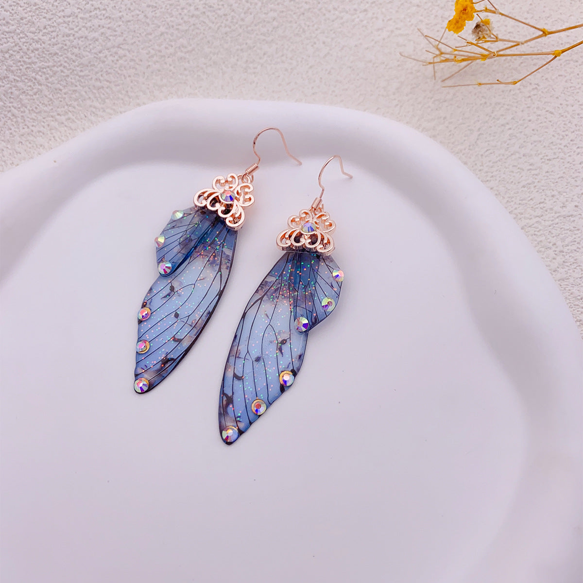 Blue banded butterfly Wing Earrings