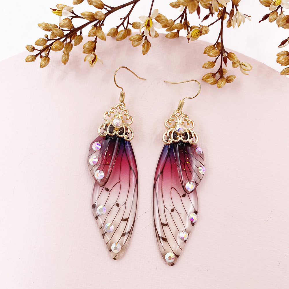 Fantasy Purple Butterfly Wing Earrings