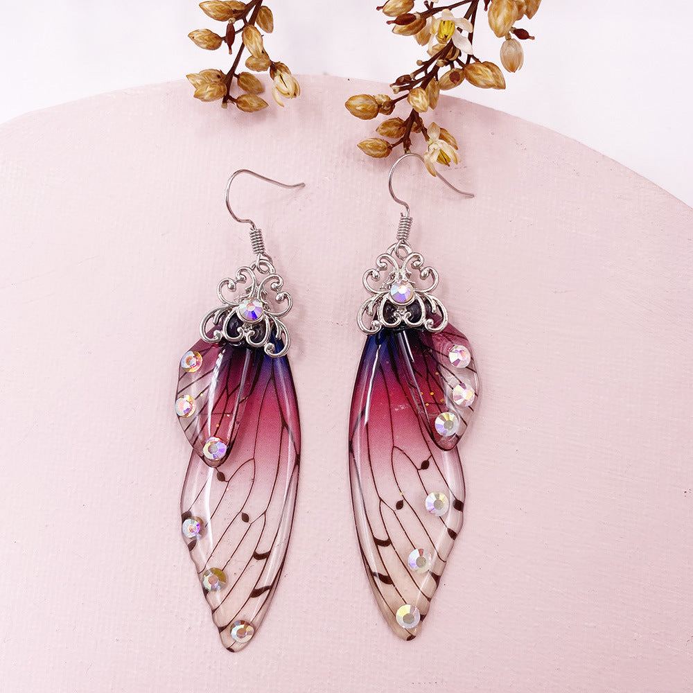 Fantasy Purple Butterfly Wing Earrings