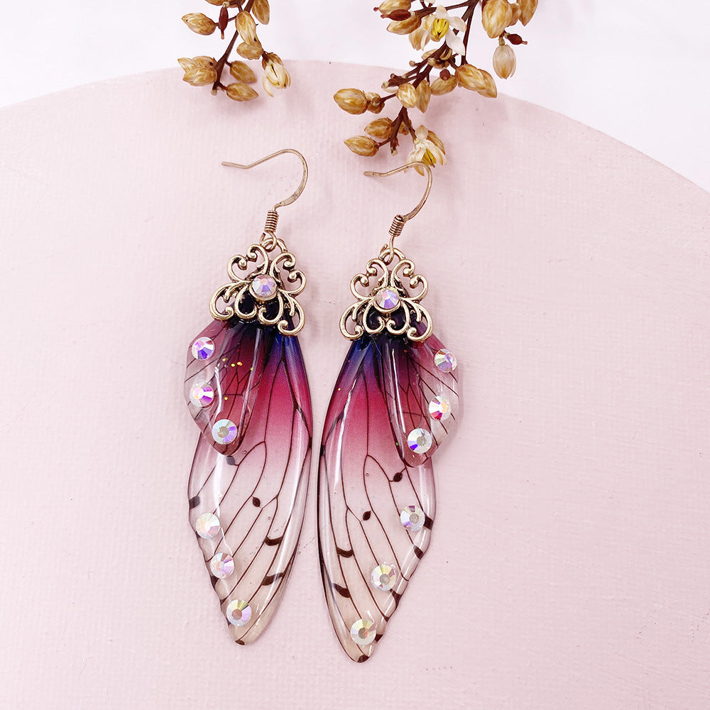 Fantasy Purple Butterfly Wing Earrings