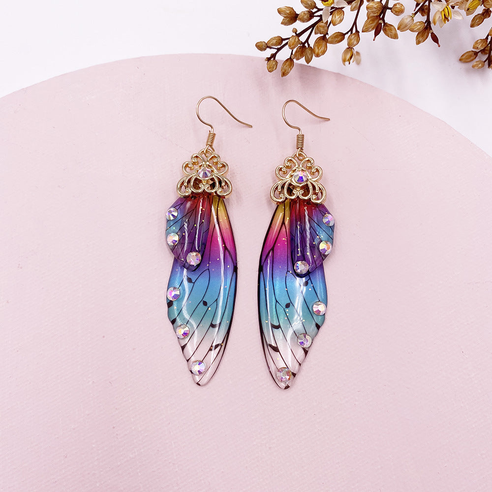 Rainbow Butterfly Wing Earrings