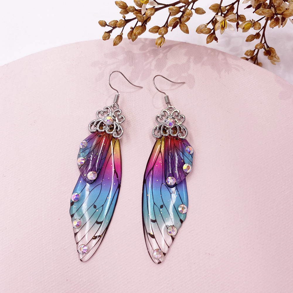 Rainbow Butterfly Wing Earrings