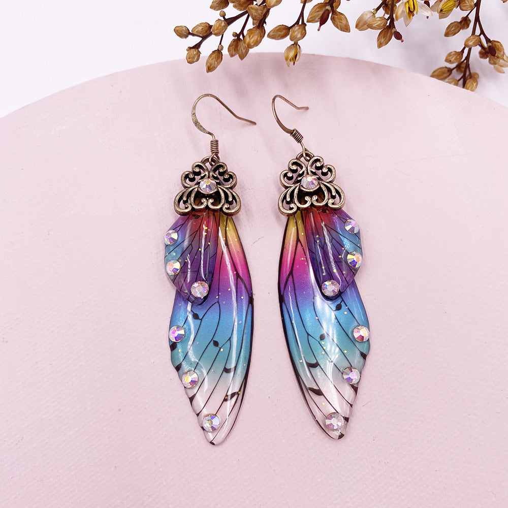 Rainbow Butterfly Wing Earrings