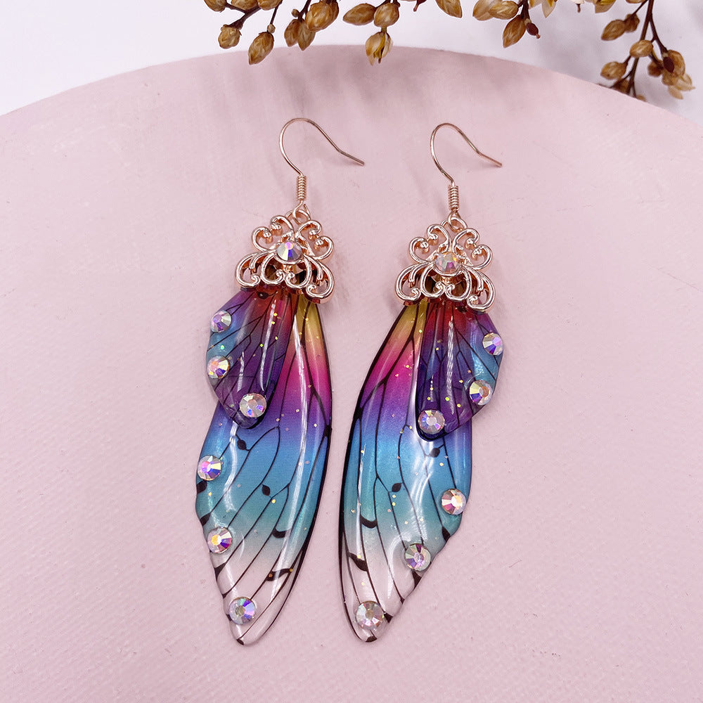 Rainbow Butterfly Wing Earrings