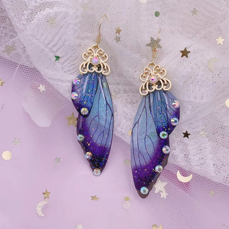 Great purple butterfly Wing Earrings