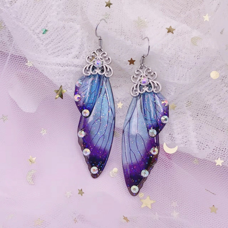 Great purple butterfly Wing Earrings