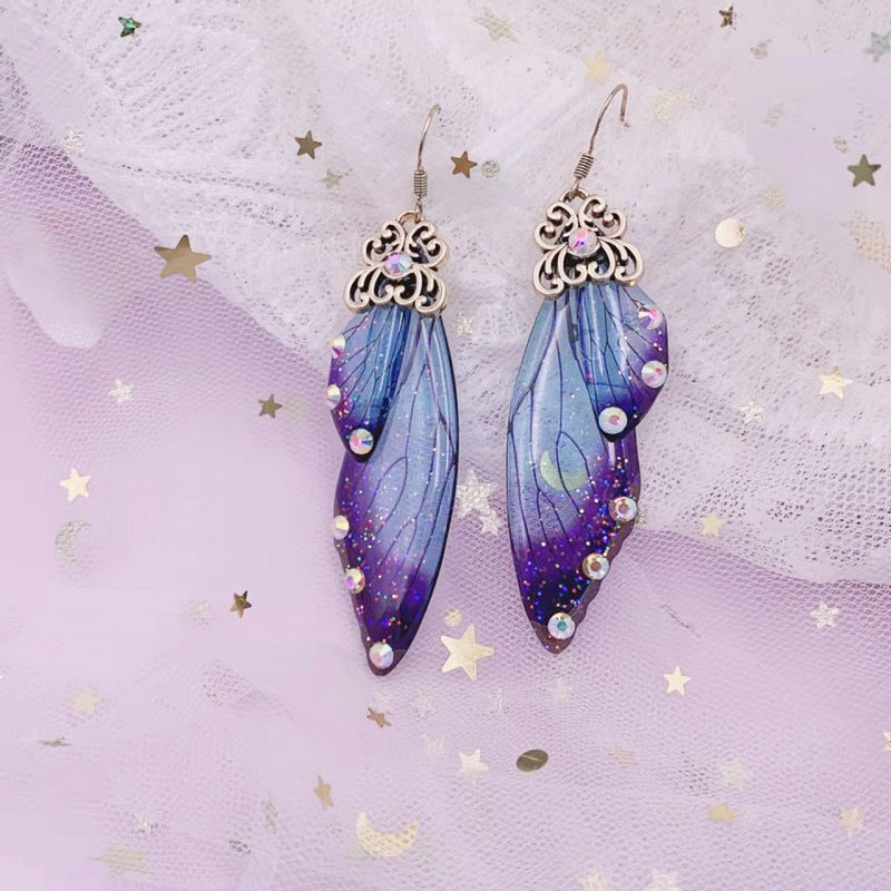 Great purple butterfly Wing Earrings