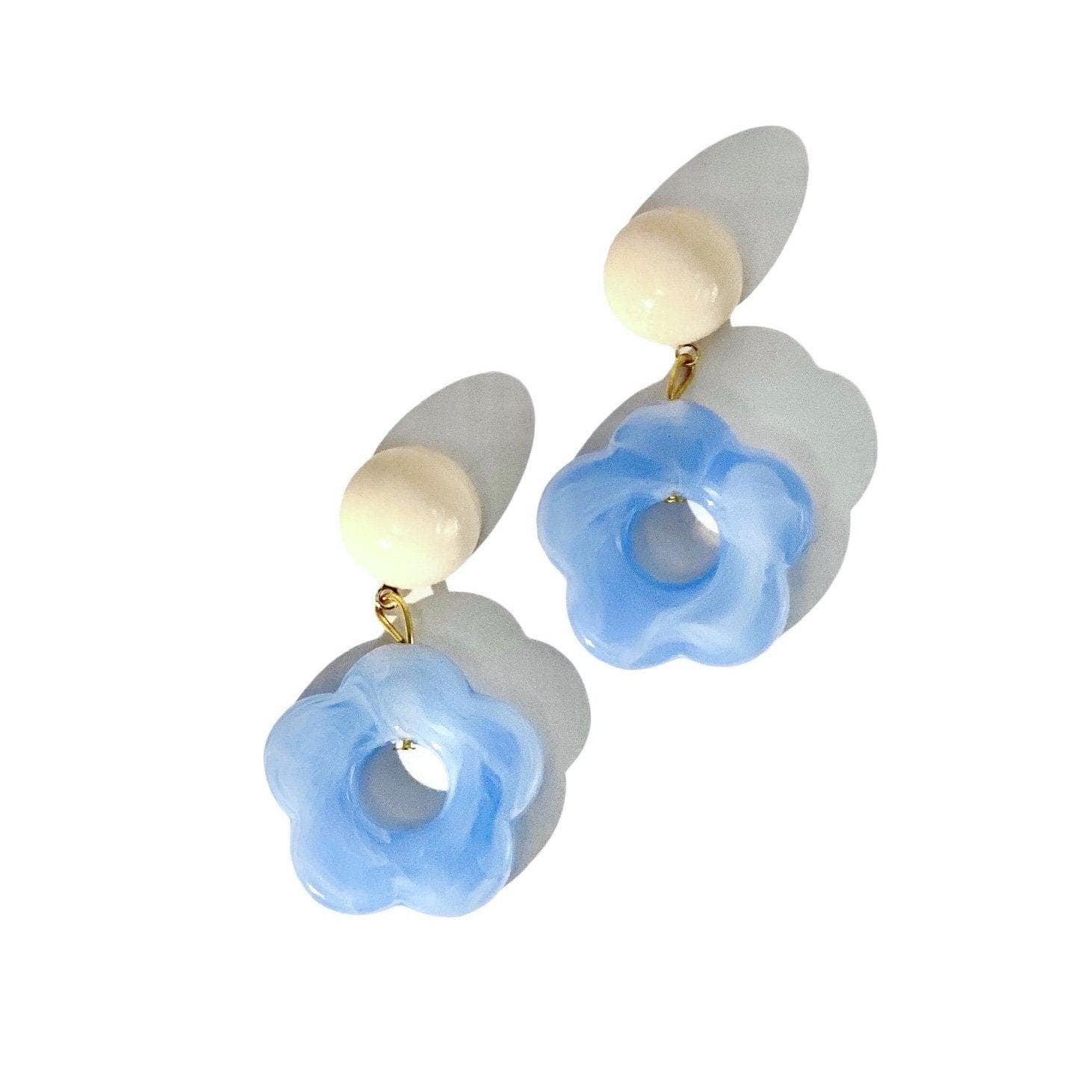 Jelly Flower Earrings in Blue Raspberry