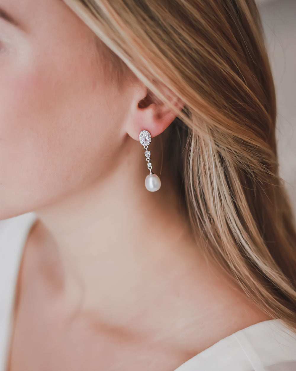 Adele Pearl & CZ Earrings