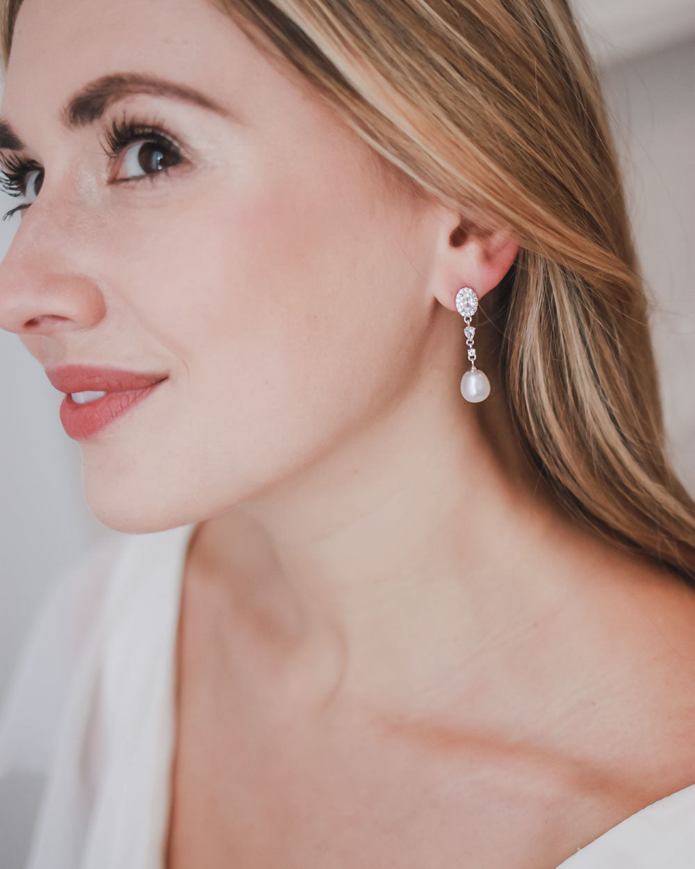 Adele Pearl & CZ Earrings