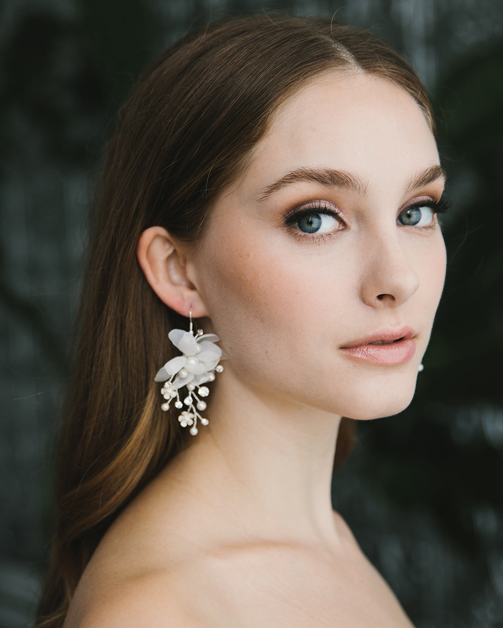 Tulle Flower Dangle Earrings