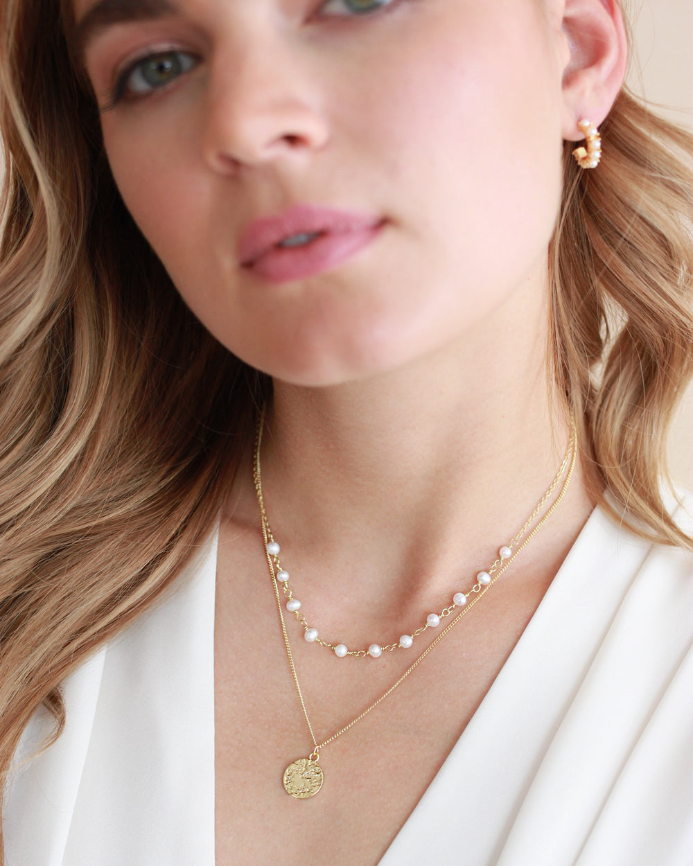 Parker Layered Pearl & Coin Necklace