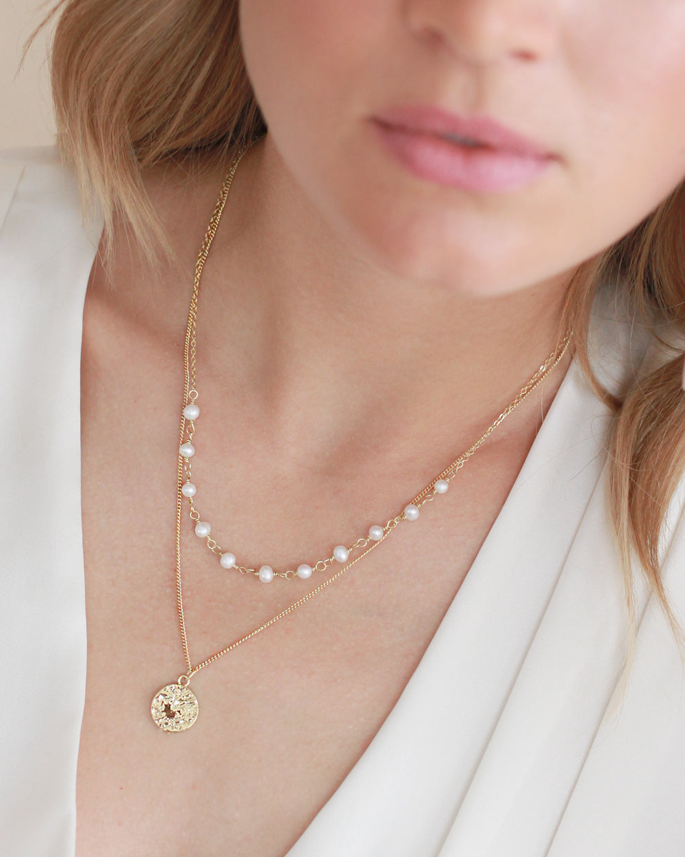 Parker Layered Pearl & Coin Necklace