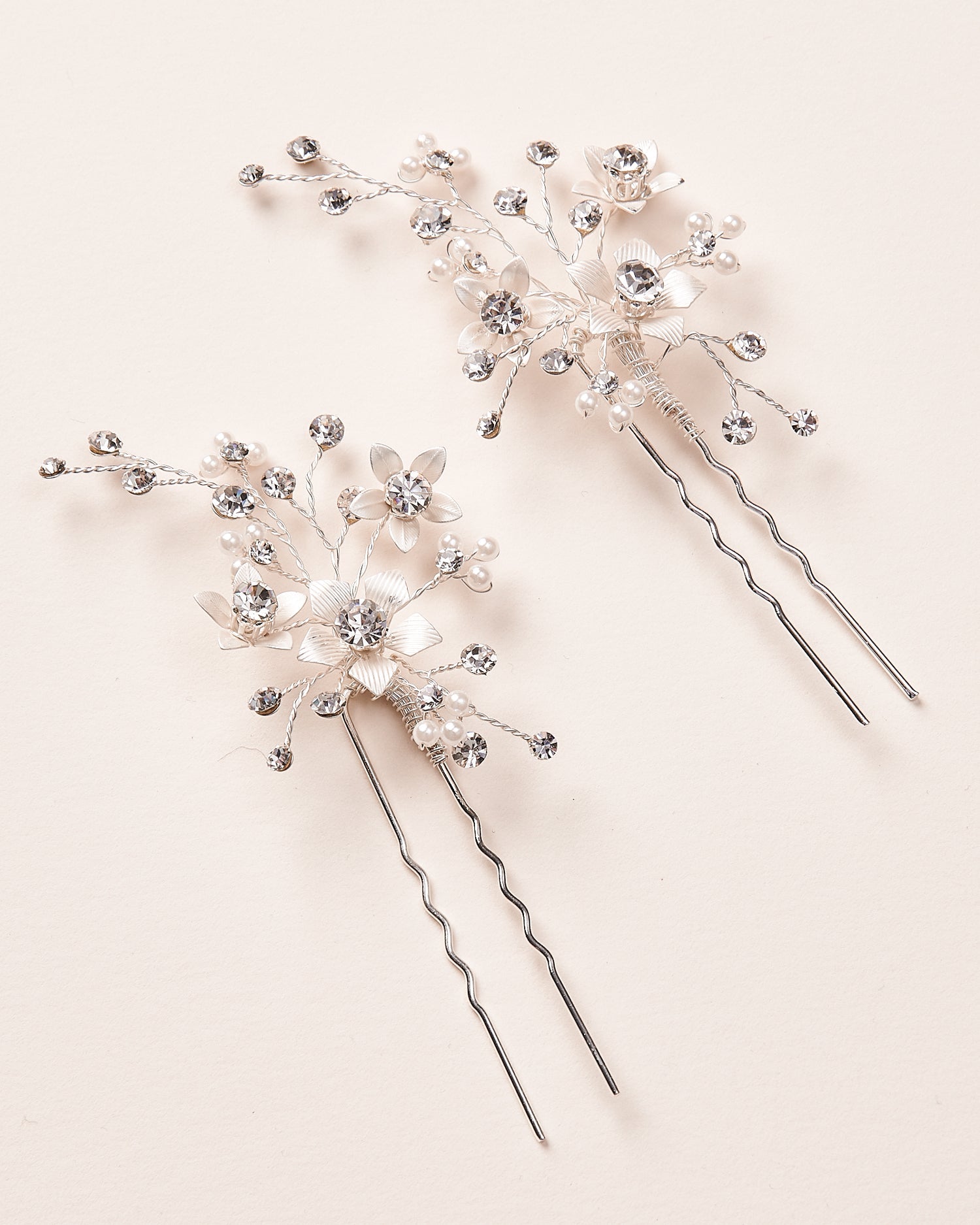 Elodie Pearl & Floral Hair Pins (Set of 2)