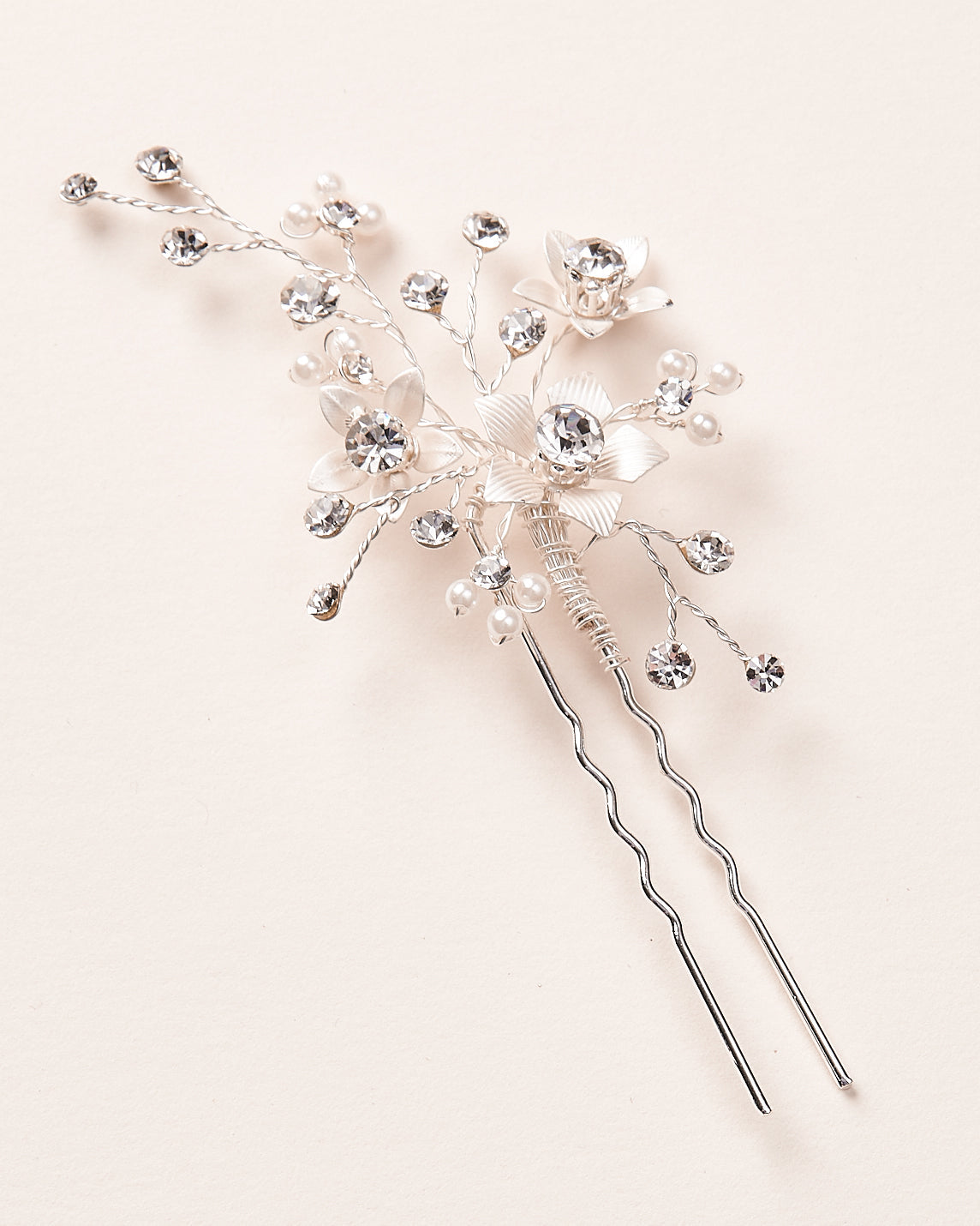 Elodie Pearl & Floral Hair Pins (Set of 2)