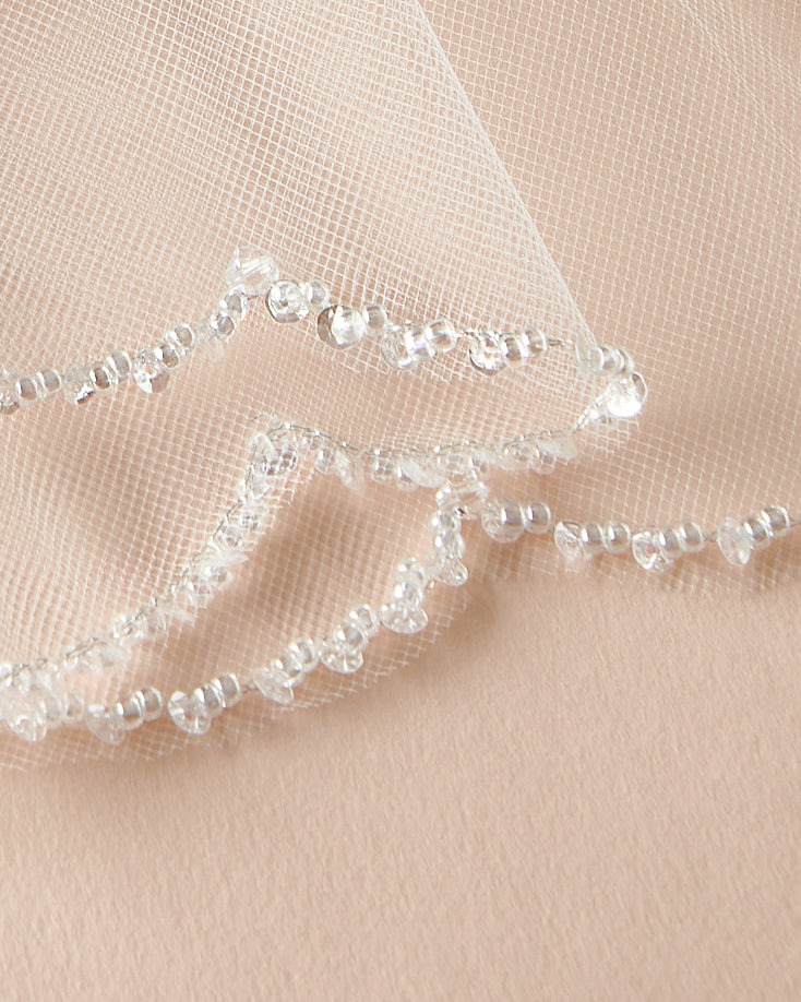 Kelly Scalloped Edge Beaded Veil