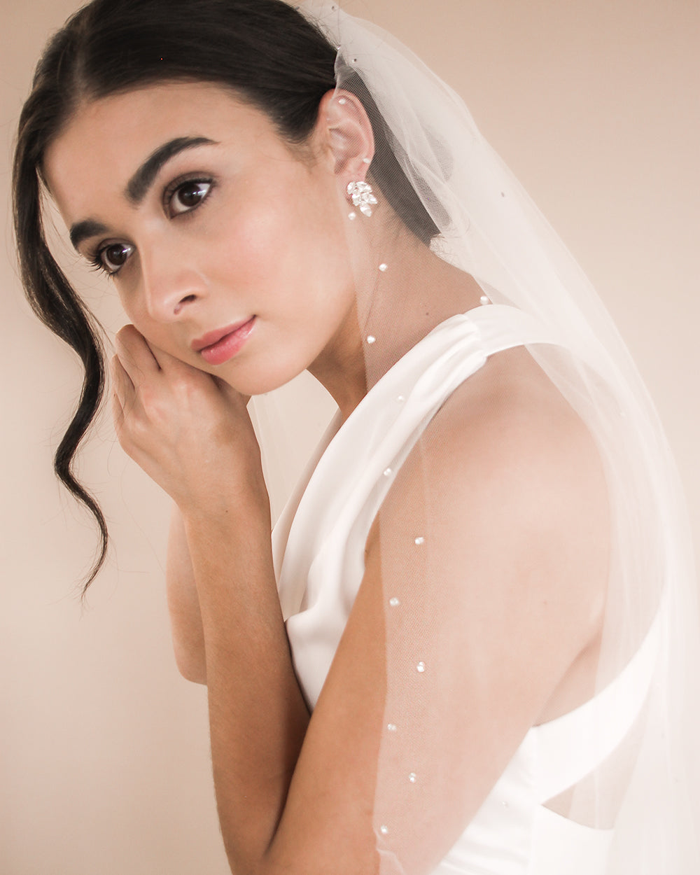 Scattered Rhinestone Veil