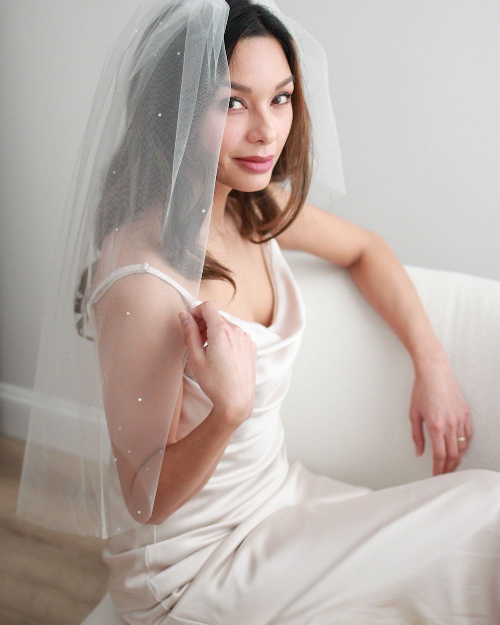 Scattered Rhinestone Veil