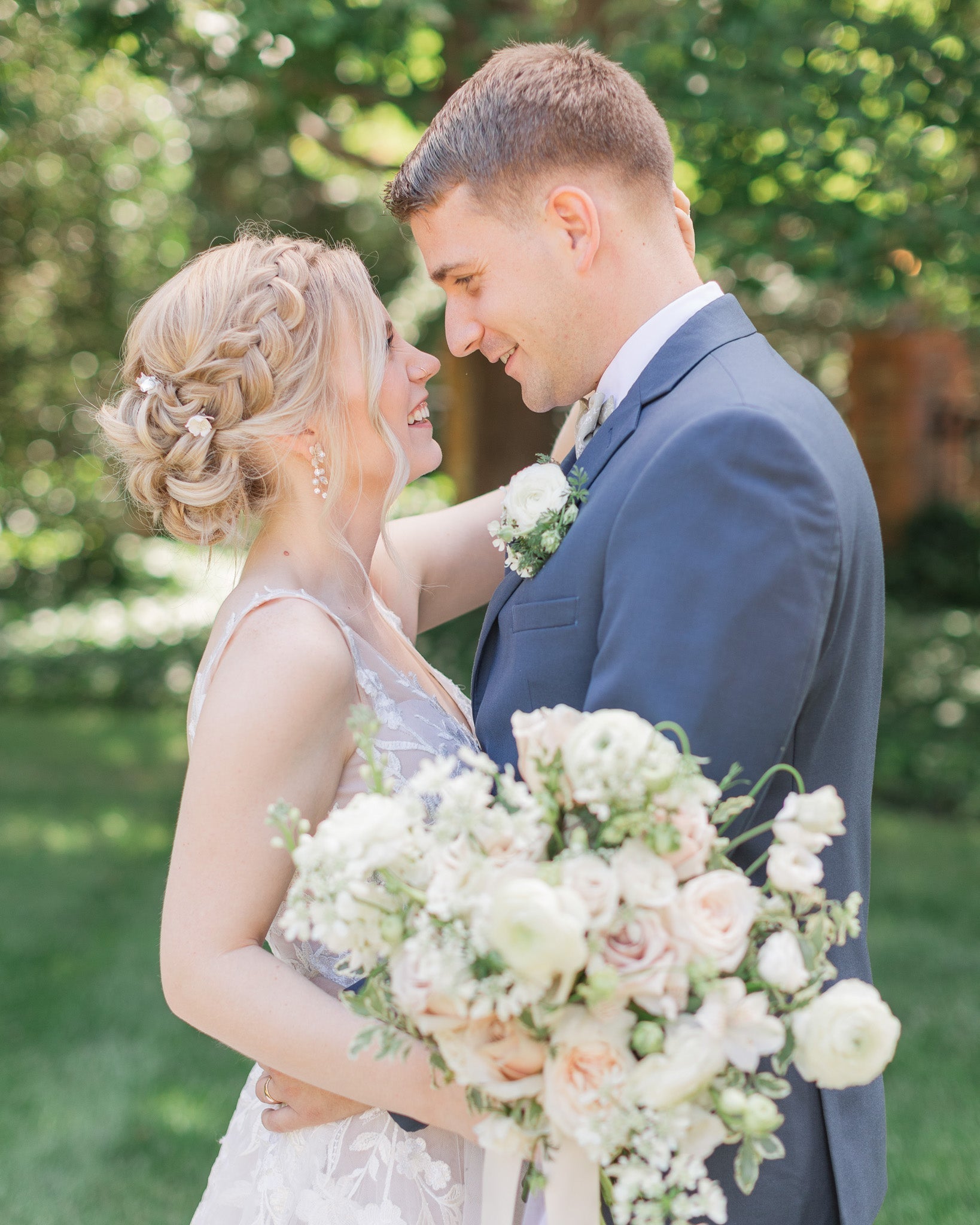 Petite Pearl & Floral Wedding Earrings